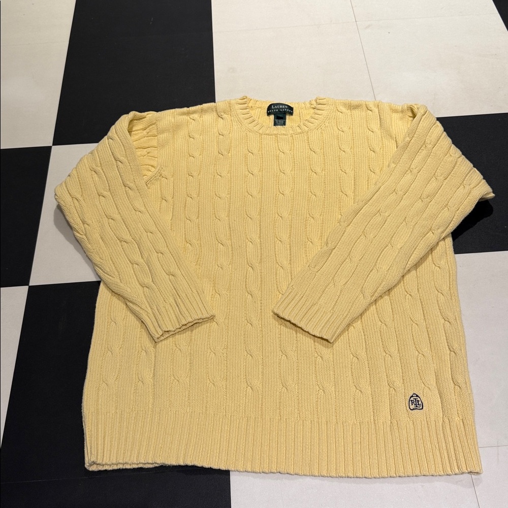 Lauren Ralph Lauren Light Yellow Cable Knit Sweater
